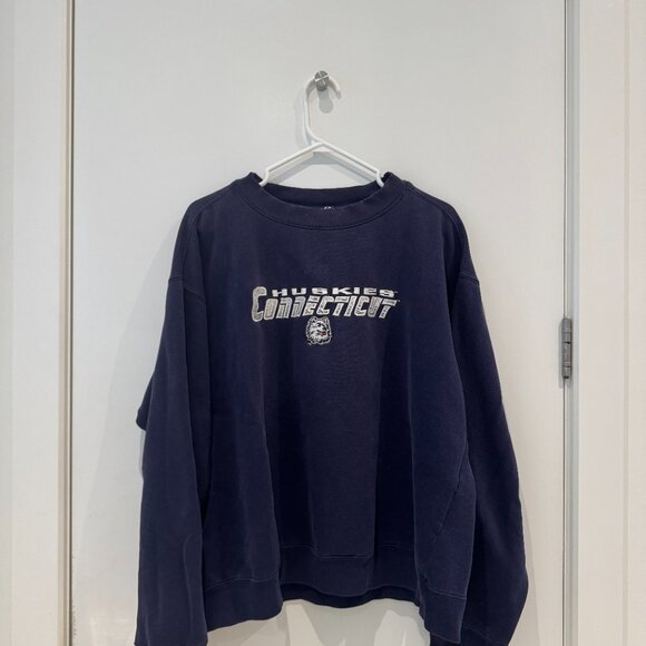 Vintage UCONN Huskies Crewneck Sweatshirt – Navy Blue (Pro Player, XL) - Picture 2 of 4